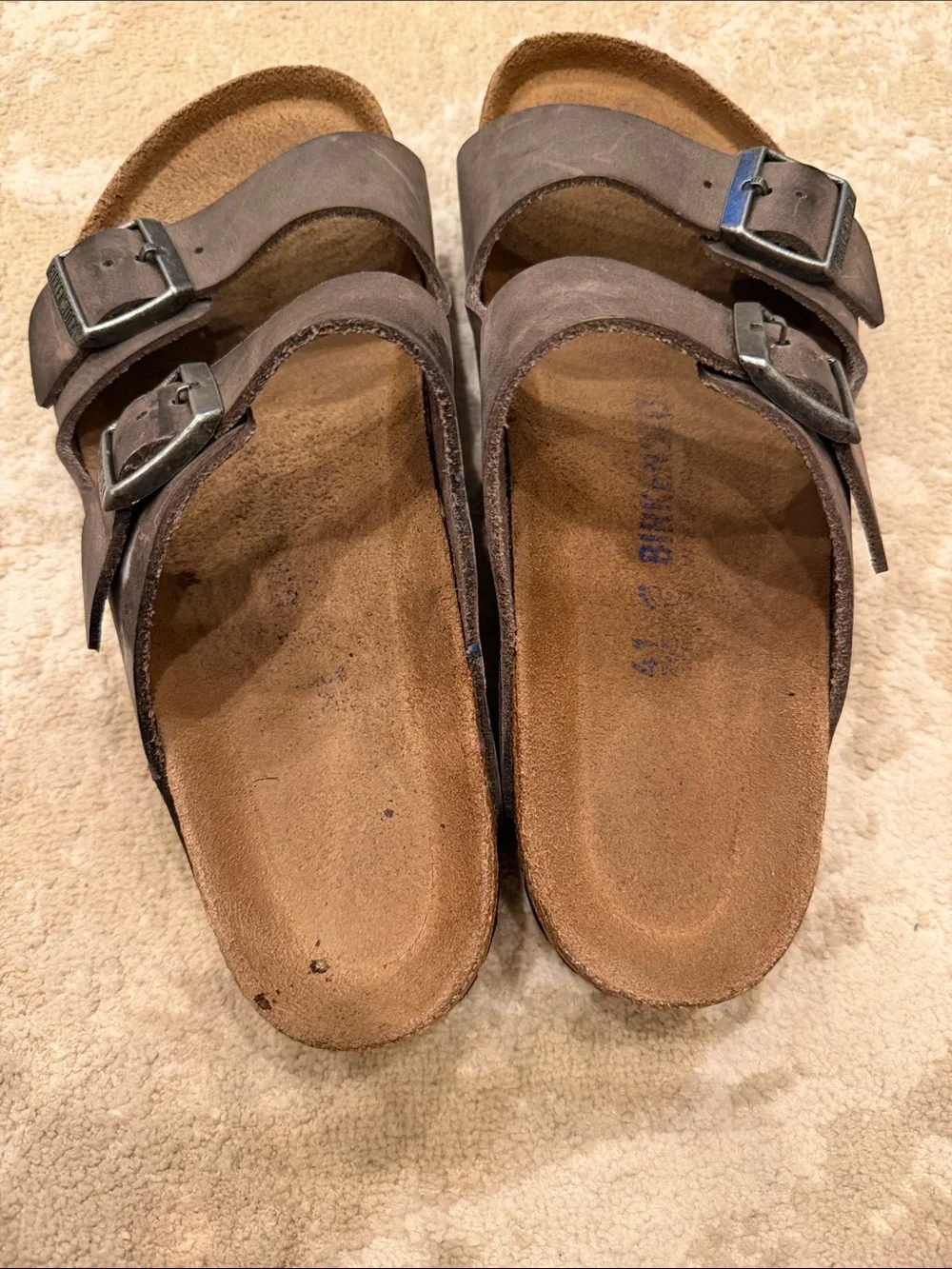 Birkenstock  Arizona Dark Flat Sandals Grey Size 41